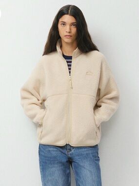 TNA Ivory Teddy Sherpa Full-Zip Jacket